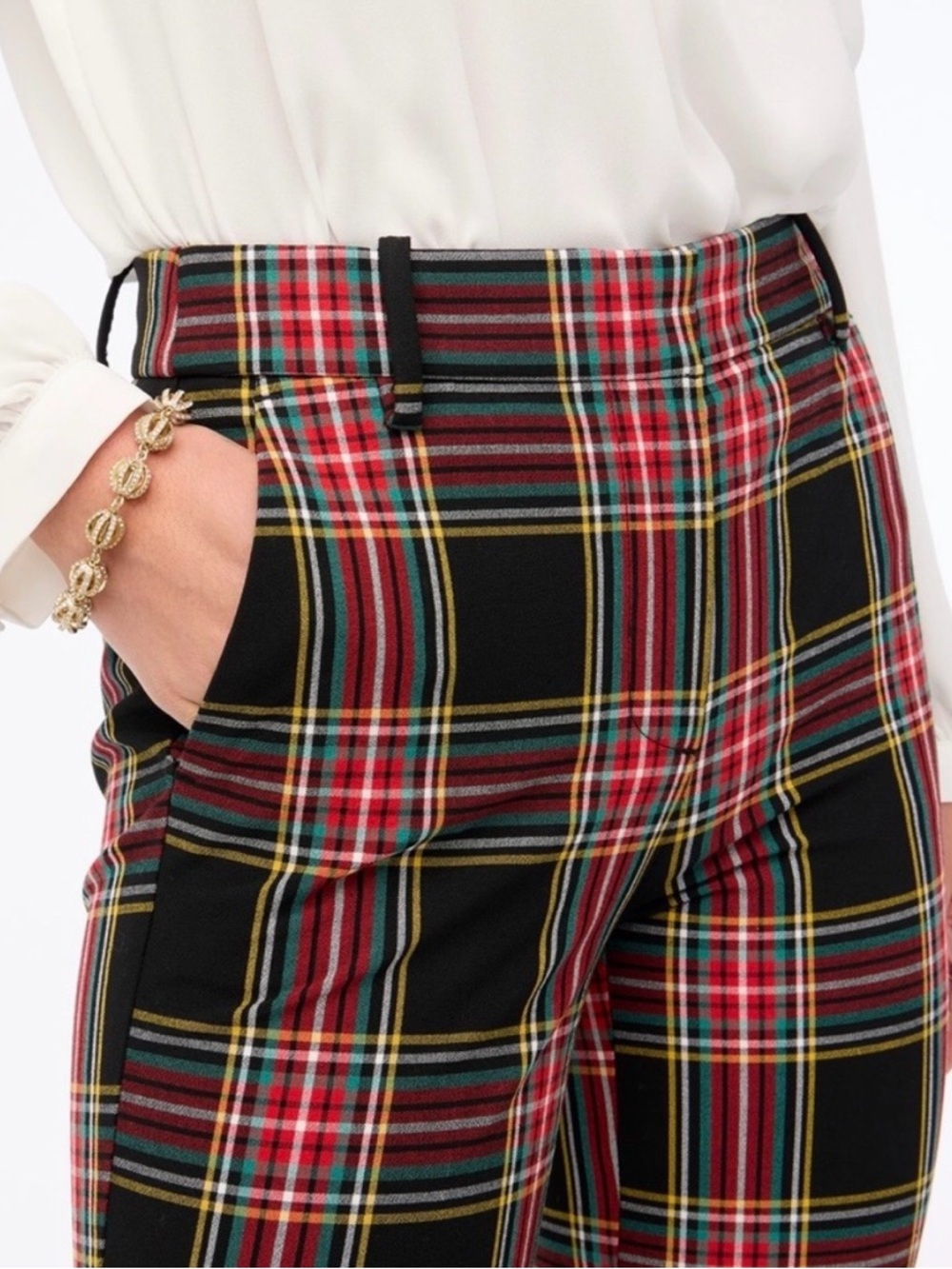 J. Crew Skinny Plaid Pants in Black, Red and Yellow Tartan - Picture 2 of 10